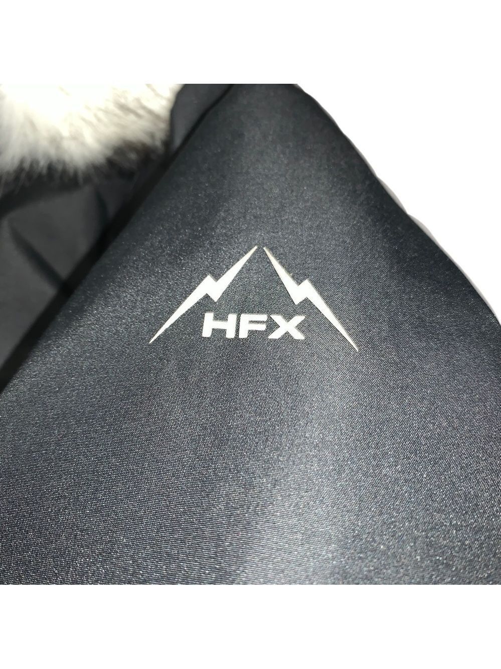 HFX Parka Puffer Jacket L Faux Fur Brim Hood Insulated Black Warm Snow - Picture 2 of 9